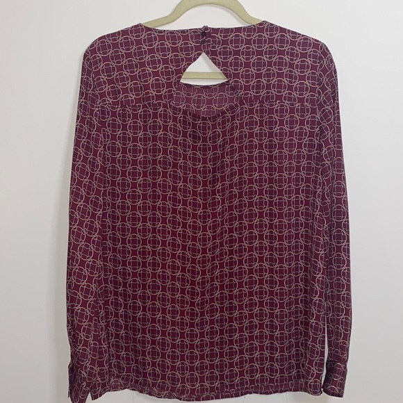LOFT Outlet Maroon Geometric Print Top - Picture 2 of 6
